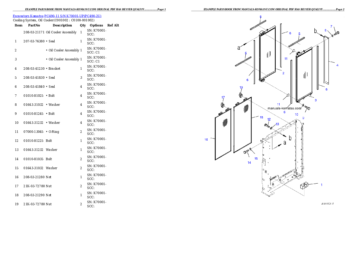 Protected: PC490-11 S/N K70001-UP Partsbook