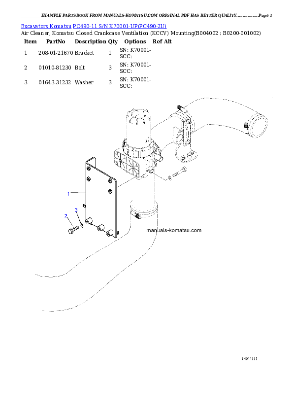 Protected: PC490-11 S/N K70001-UP Partsbook