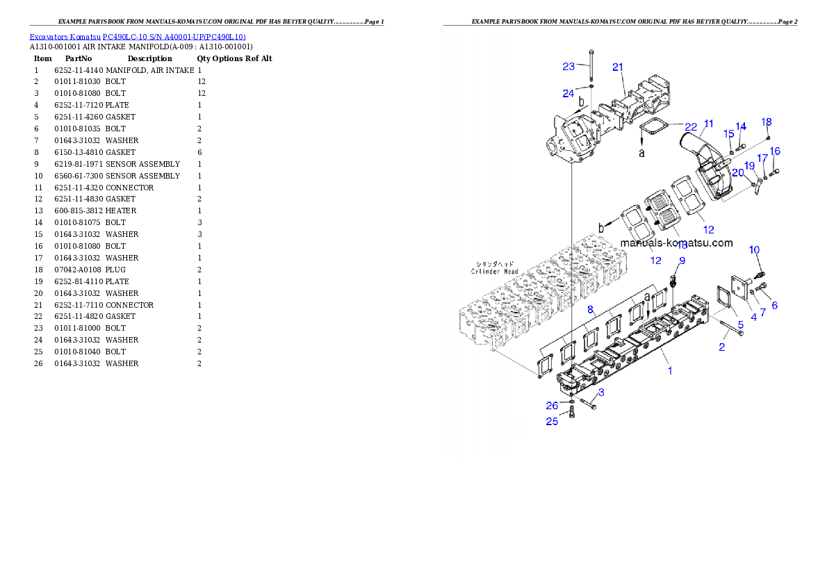 Protected: PC490LC-10 S/N A40001-UP Partsbook