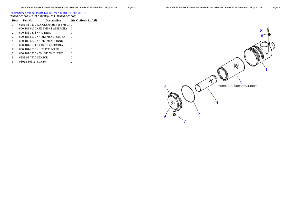 Protected: PC490LC-10 S/N A40001-UP Partsbook