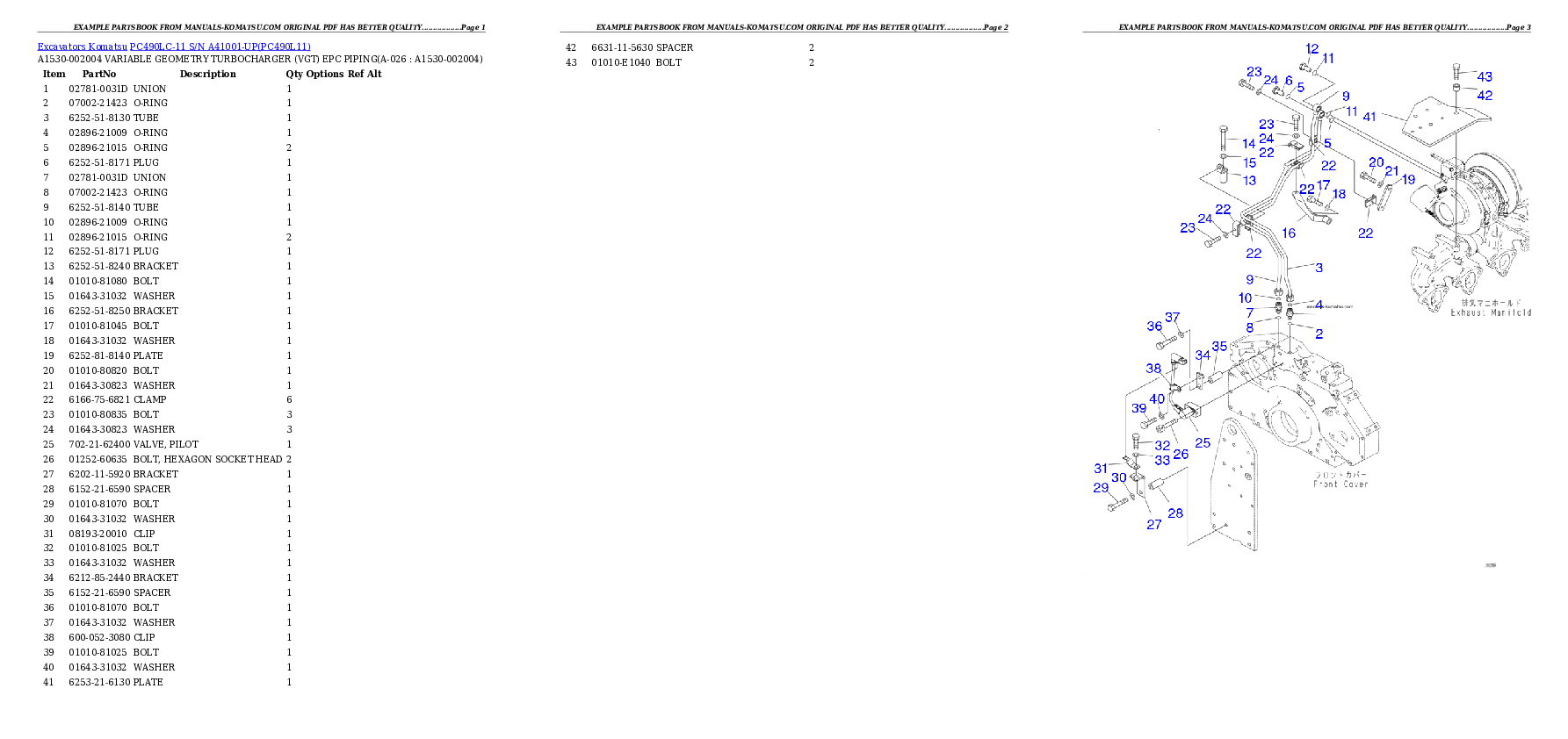Protected: PC490LC-11  S/N A41001-UP Partsbook