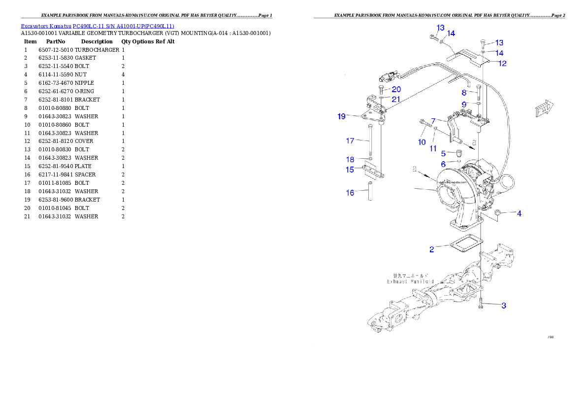 Protected: PC490LC-11  S/N A41001-UP Partsbook