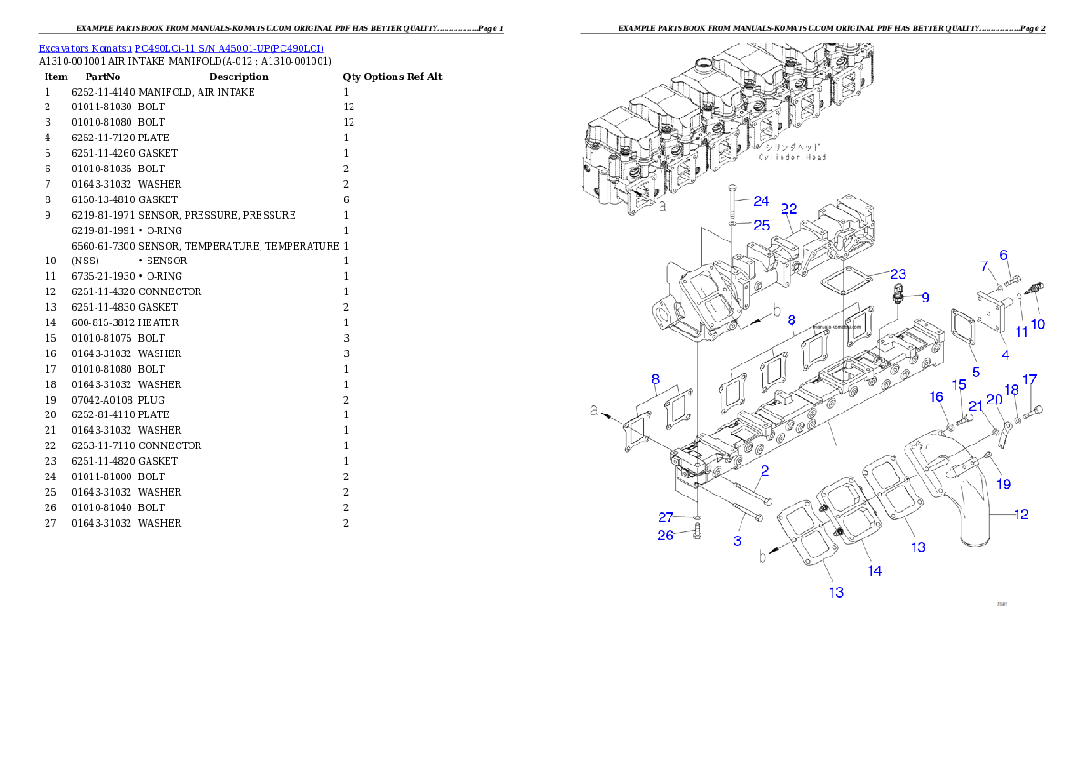 Protected: PC490LCi-11 S/N A45001-UP Partsbook