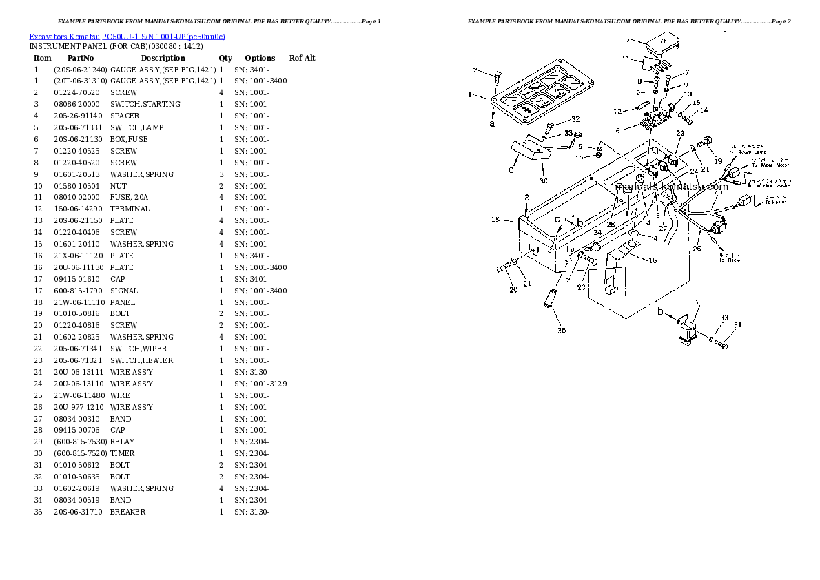 Protected: PC50UU-1 S/N 1001-UP Partsbook