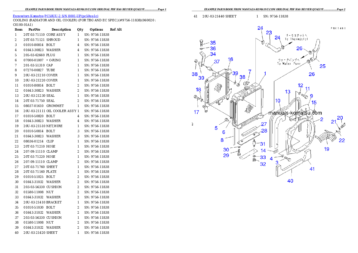 Protected: PC50UU-2 S/N 8001-UP Partsbook