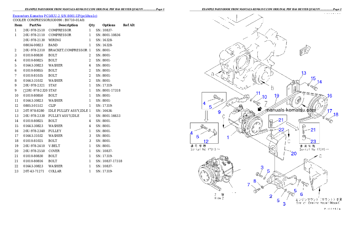 Protected: PC50UU-2 S/N 8001-UP Partsbook