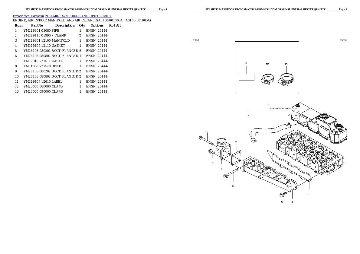 Protected: PC55MR-3 S/N F30003 AND UP Partsbook