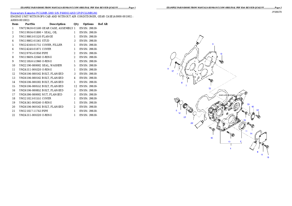 PC55MR-5M0 S/N F60003 AND UP Partsbook