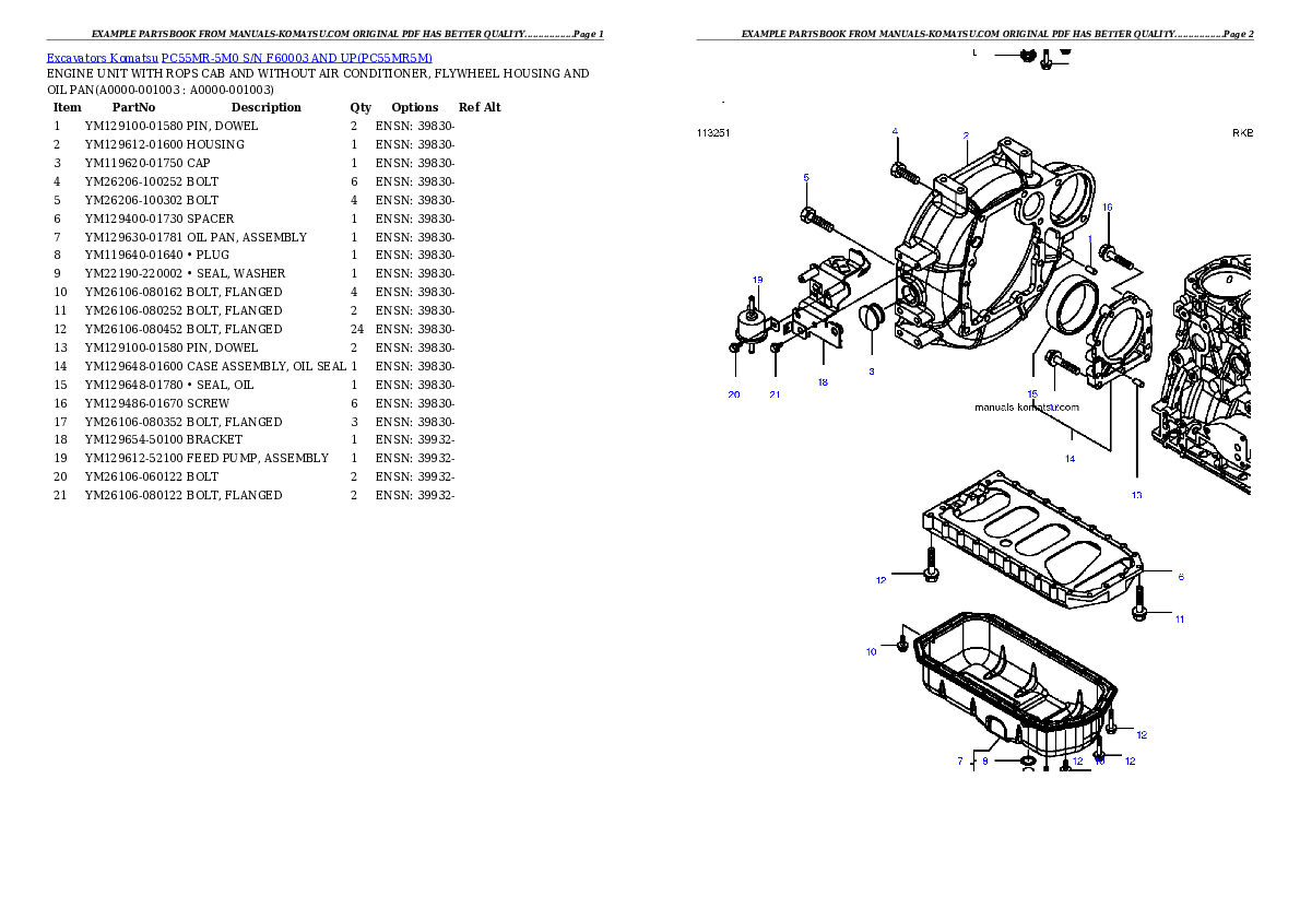 PC55MR-5M0 S/N F60003 AND UP Partsbook