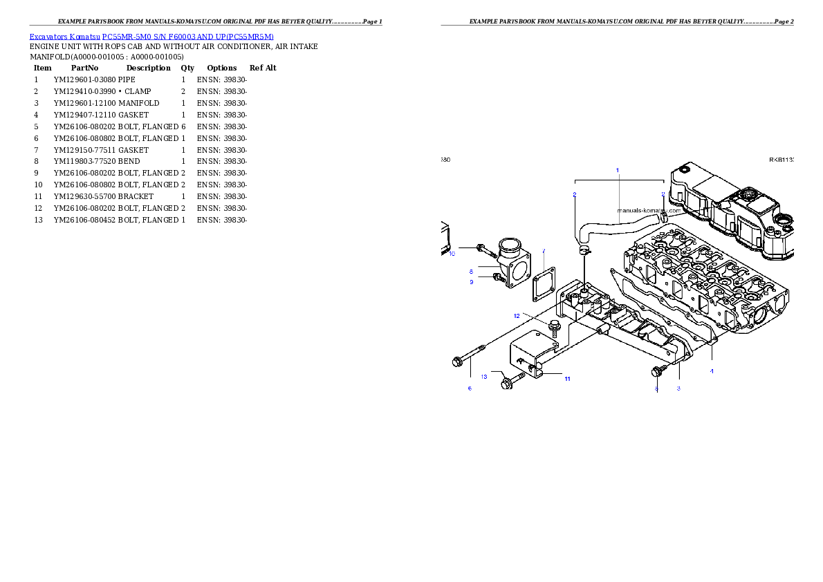 Protected: PC55MR-5M0 S/N F60003 AND UP Partsbook