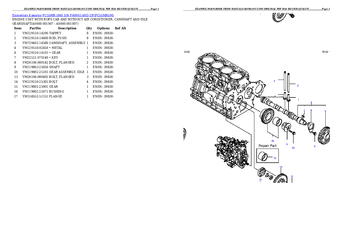 Protected: PC55MR-5M0 S/N F60003 AND UP Partsbook