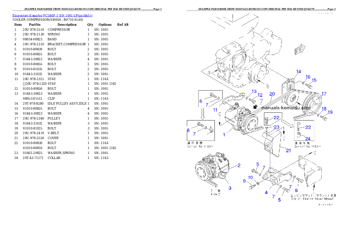 Protected: PC58SF-1 S/N 1001-UP Partsbook