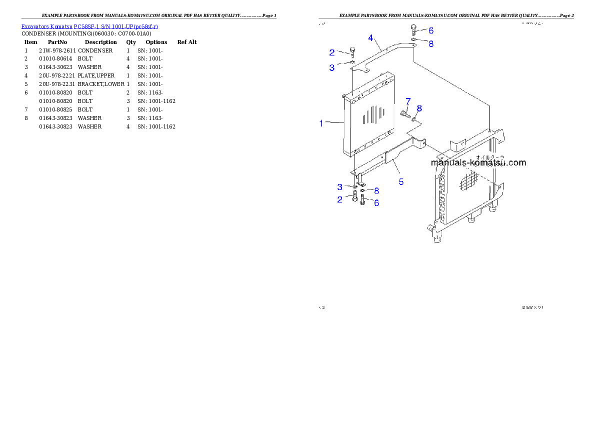 Protected: PC58SF-1 S/N 1001-UP Partsbook