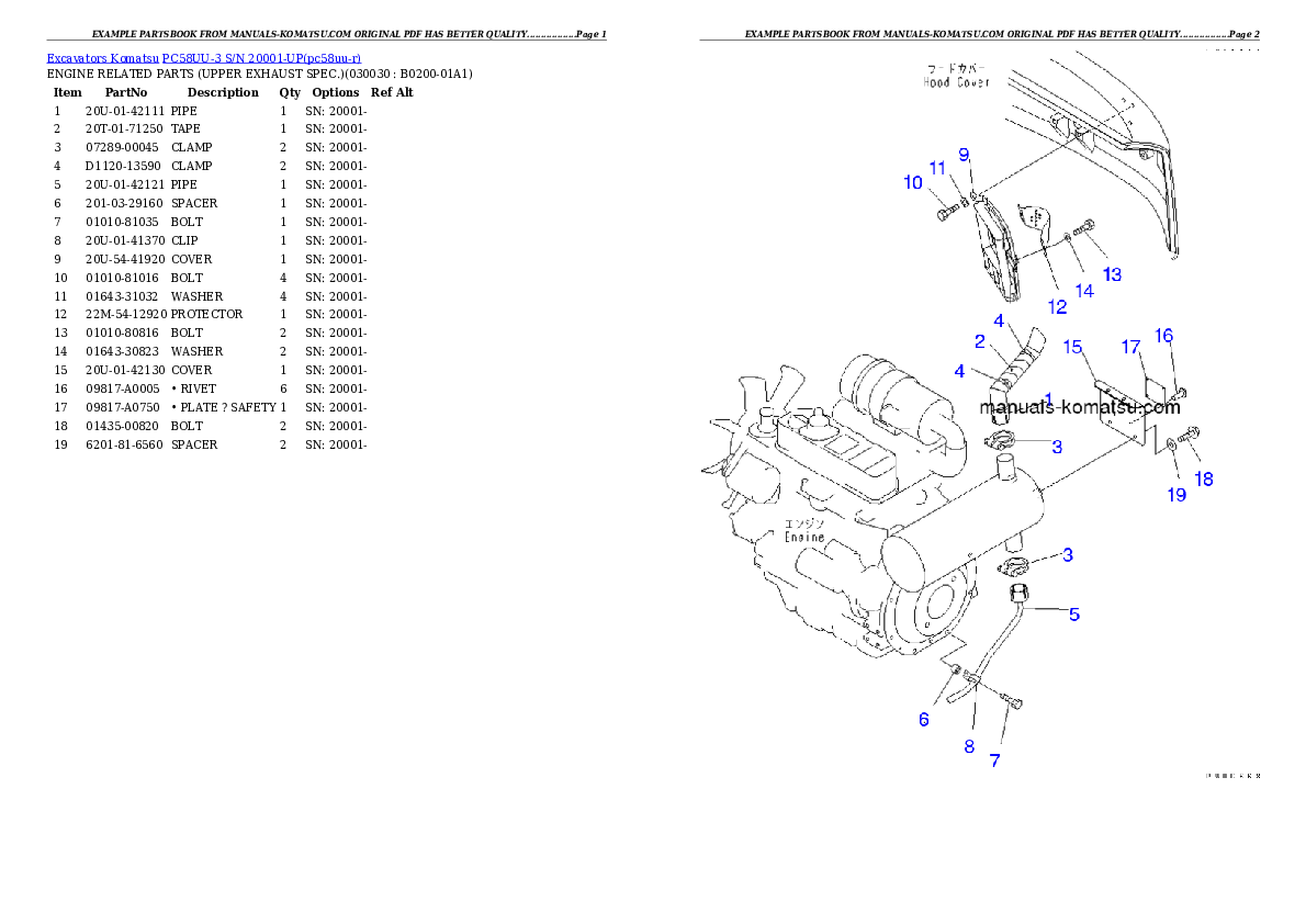 PC58UU-3 S/N 20001-UP Partsbook