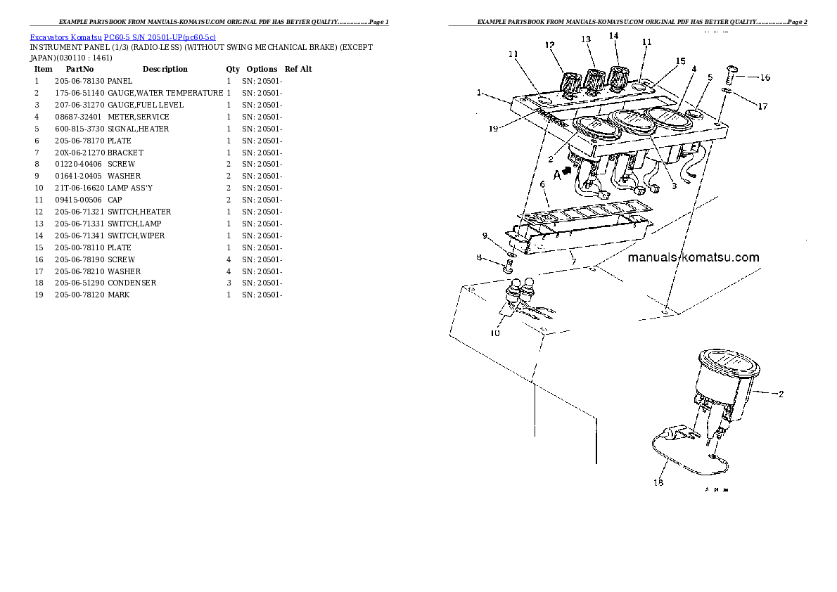 Protected: PC60-5 S/N 20501-UP Partsbook