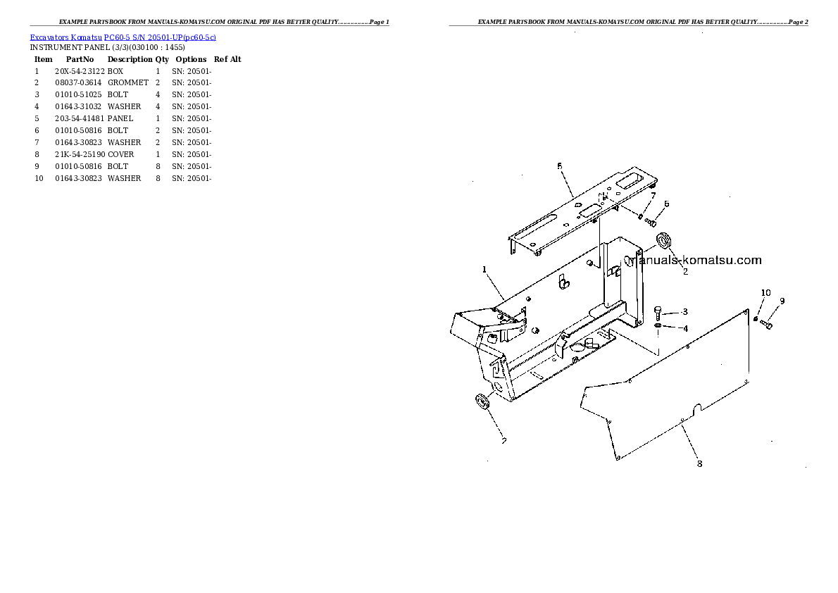 Protected: PC60-5 S/N 20501-UP Partsbook