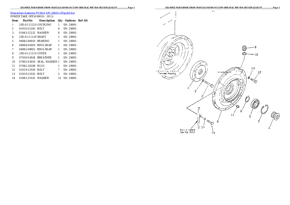 PC60-6 S/N 28001-UP Partsbook