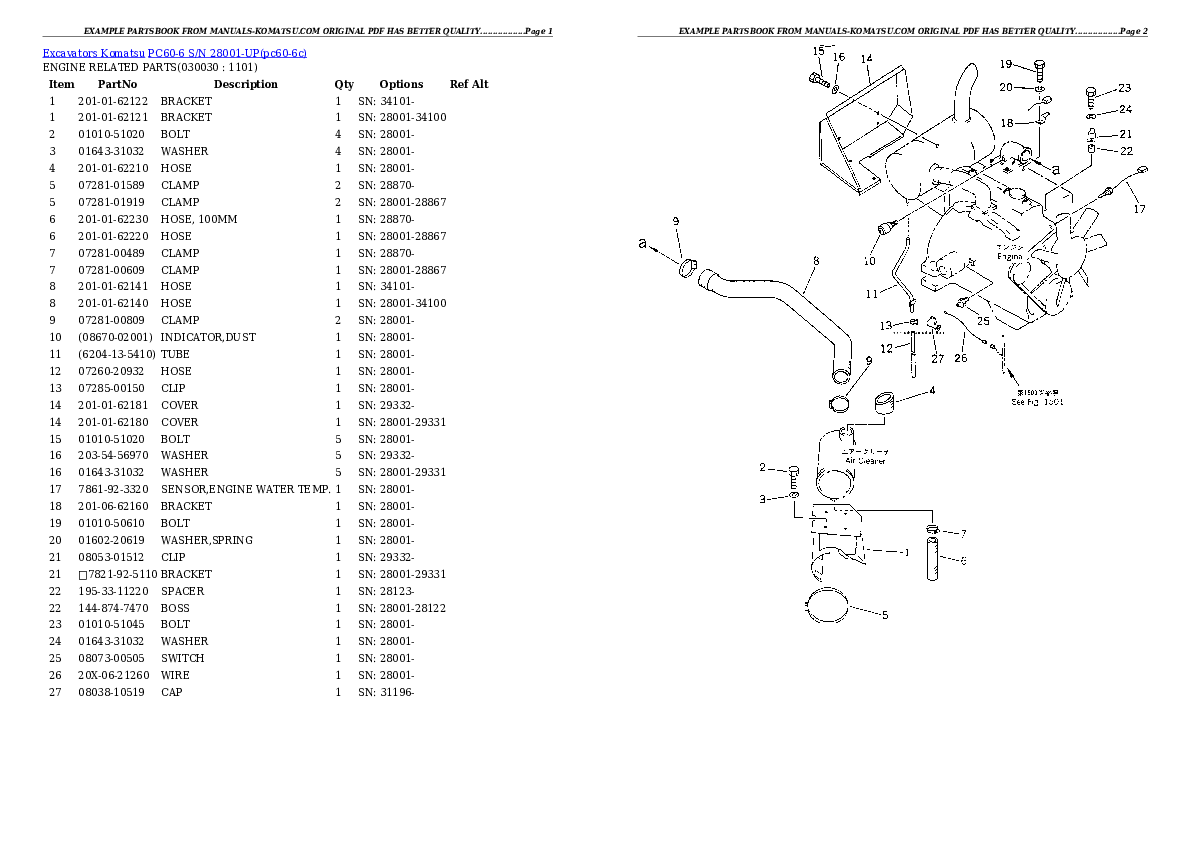 PC60-6 S/N 28001-UP Partsbook