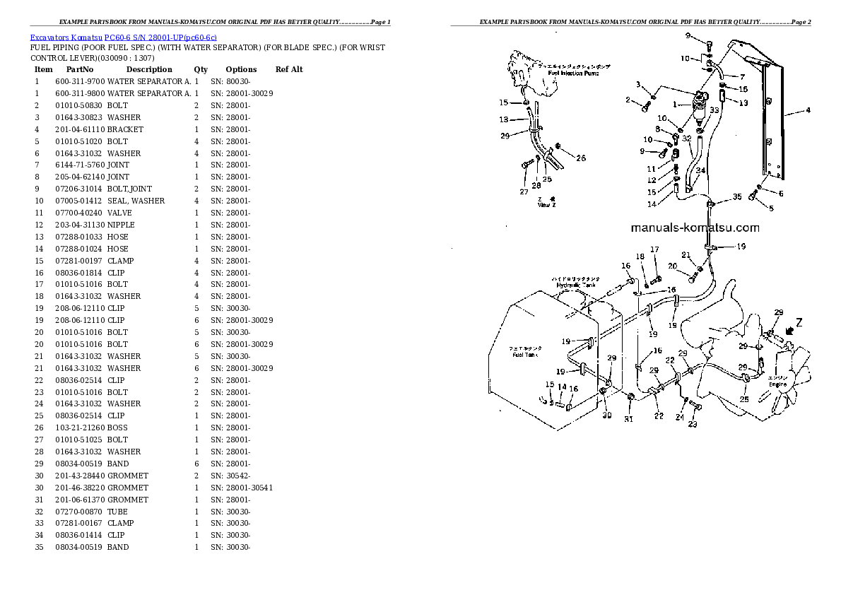 Protected: PC60-6 S/N 28001-UP Partsbook