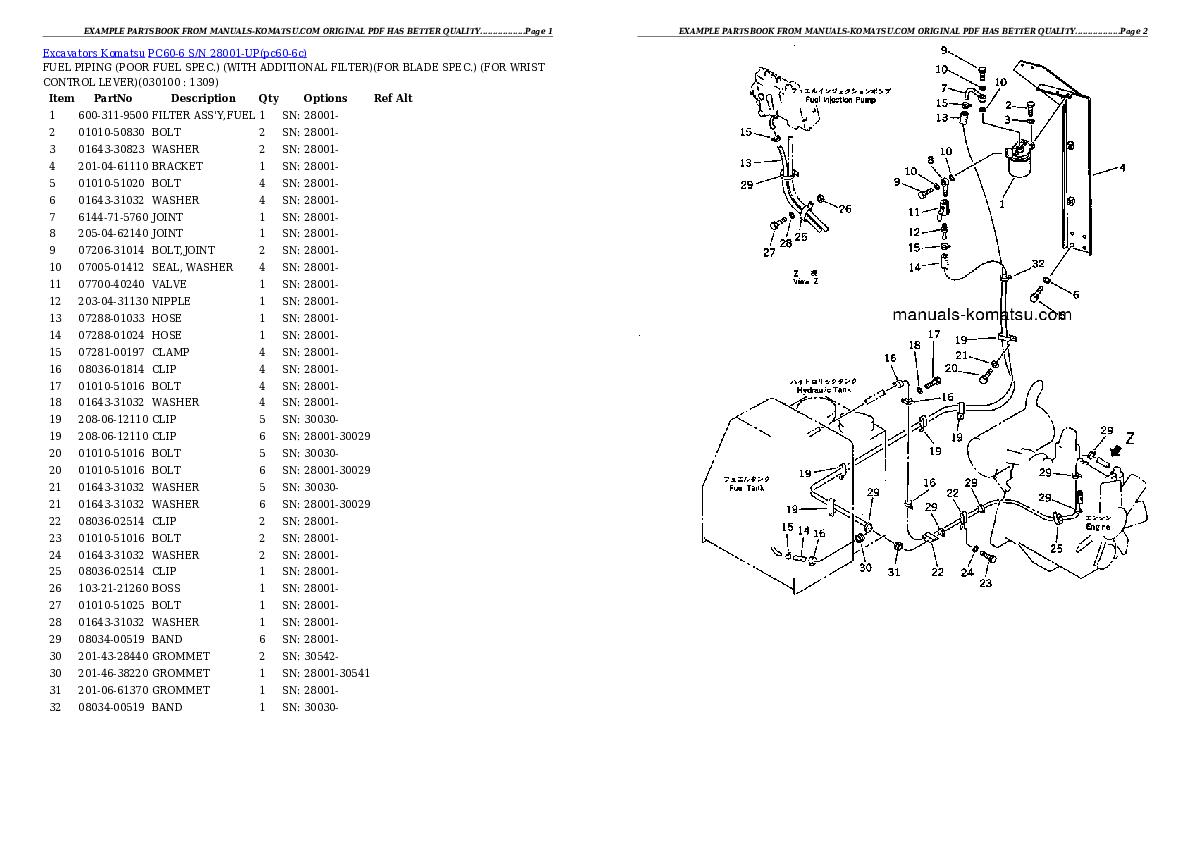 Protected: PC60-6 S/N 28001-UP Partsbook