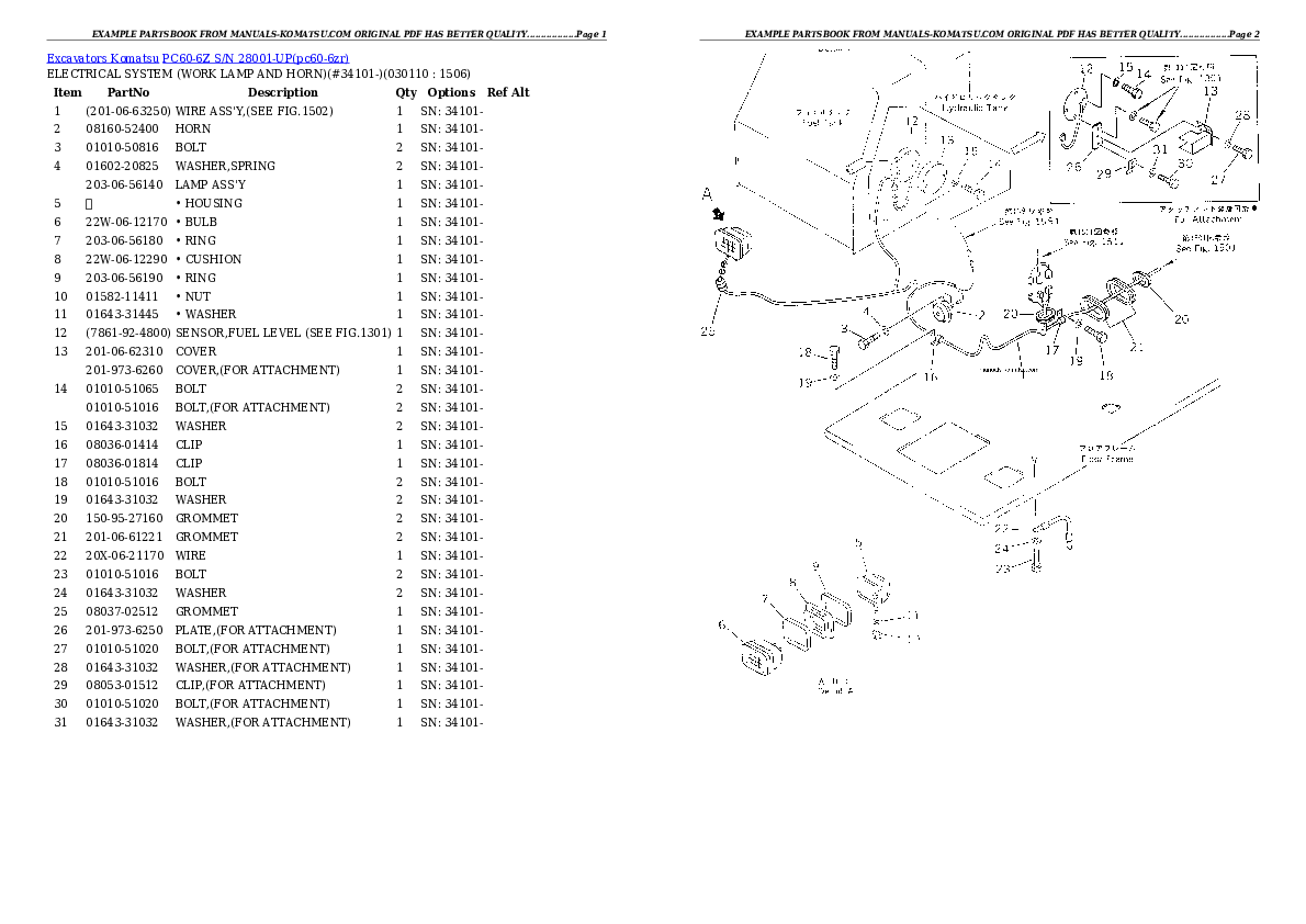 Protected: PC60-6Z S/N 28001-UP Partsbook