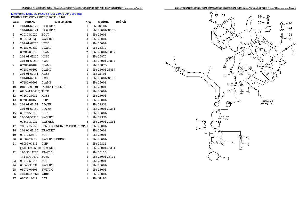 PC60-6Z S/N 28001-UP Partsbook