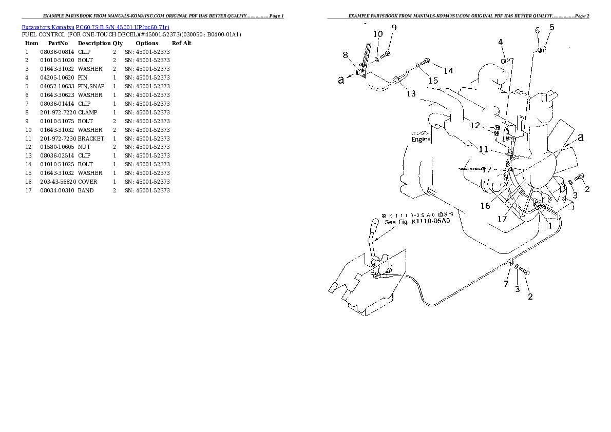 Protected: PC60-7S-B S/N 45001-UP Partsbook