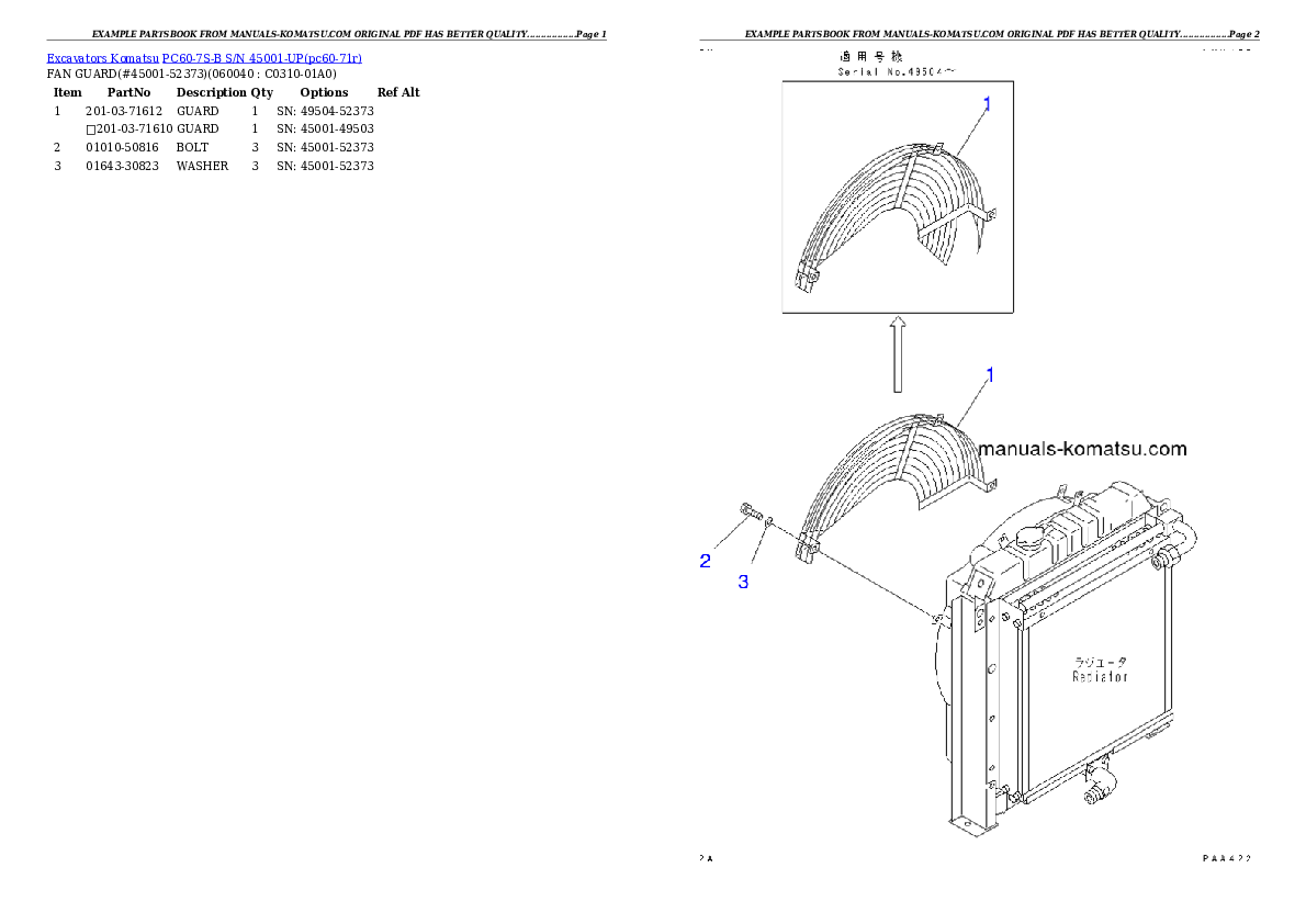 Protected: PC60-7S-B S/N 45001-UP Partsbook