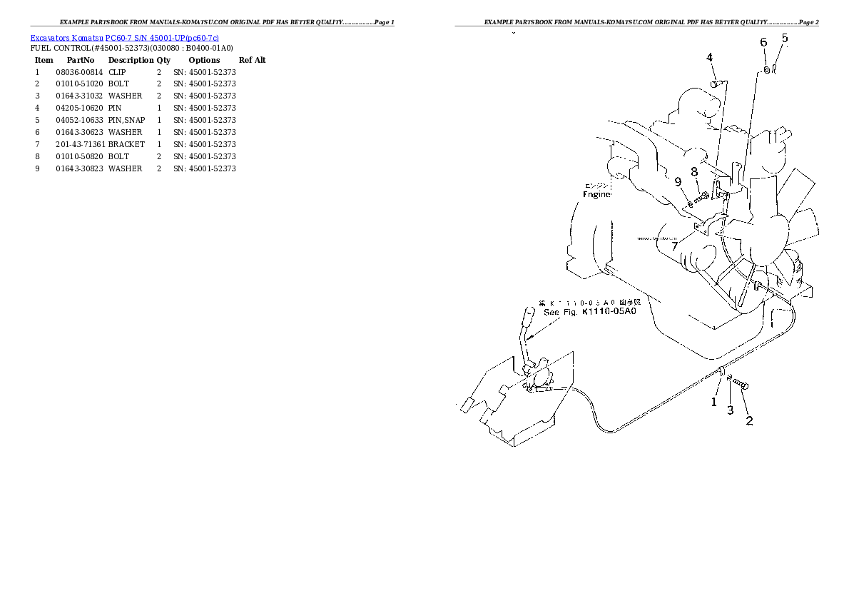 Protected: PC60-7 S/N 45001-UP (For China) Partsbook