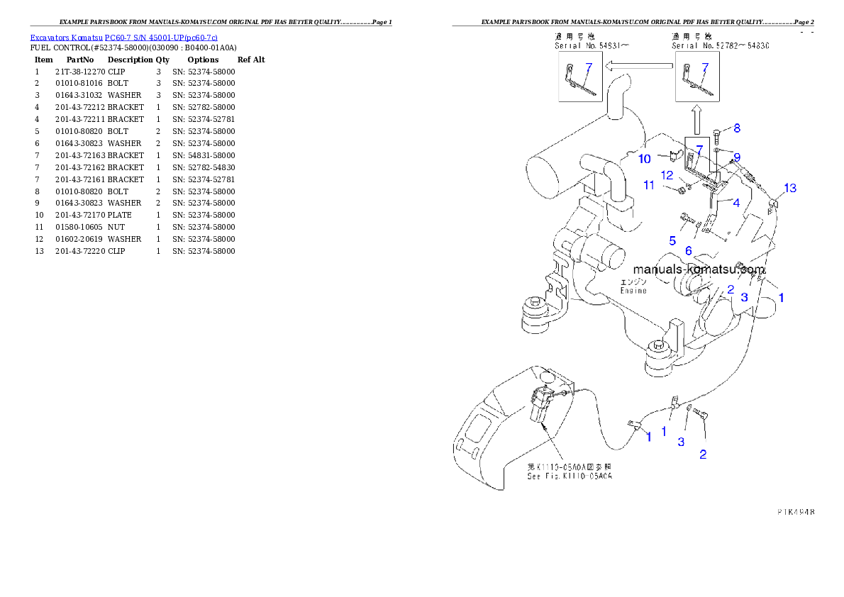 Protected: PC60-7 S/N 45001-UP (For China) Partsbook