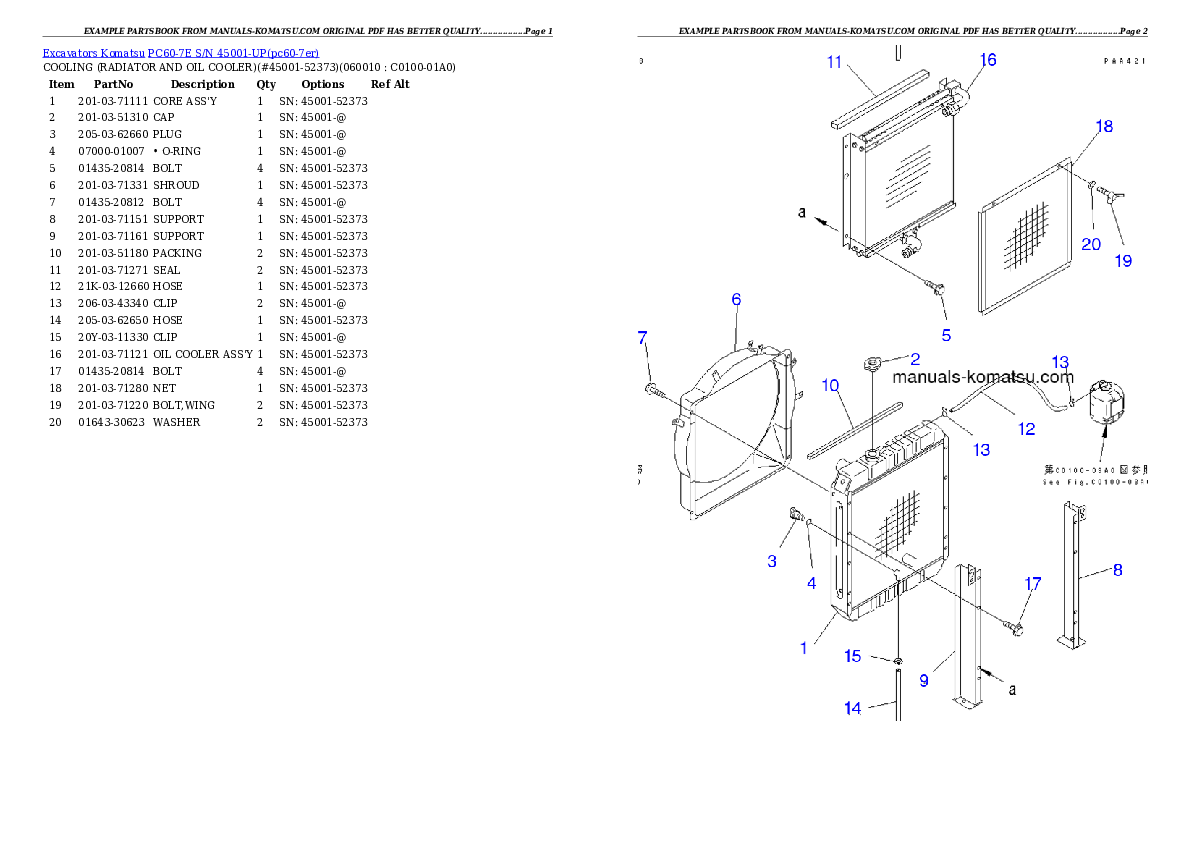Protected: PC60-7E S/N 45001-UP Partsbook