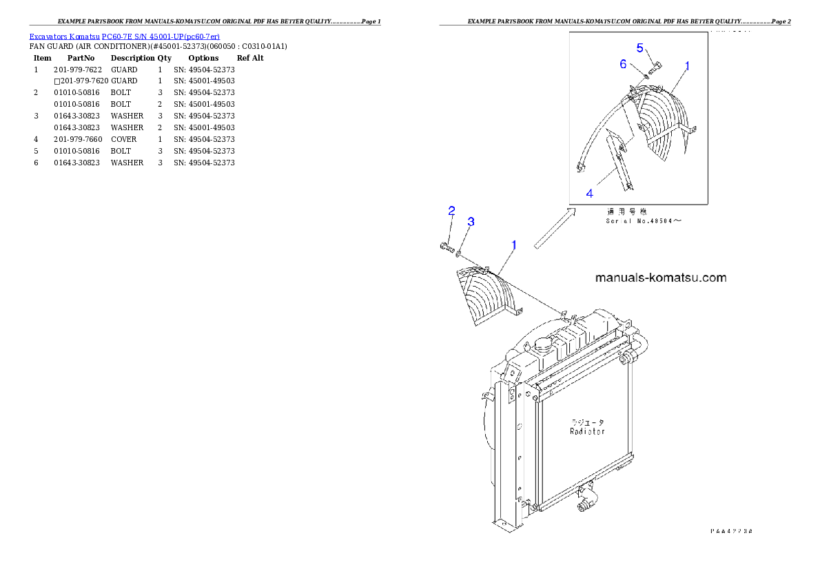 Protected: PC60-7E S/N 45001-UP Partsbook