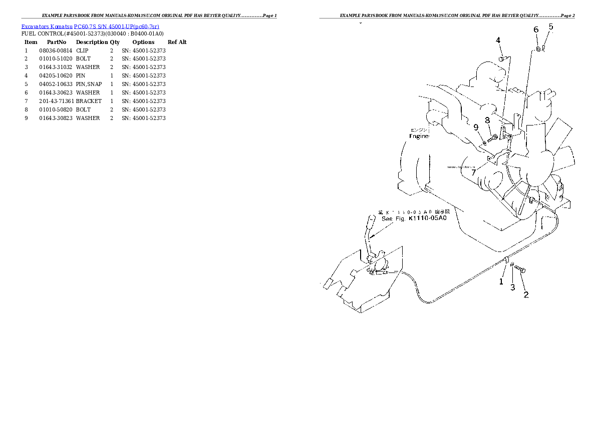 Protected: PC60-7S S/N 45001-UP Partsbook