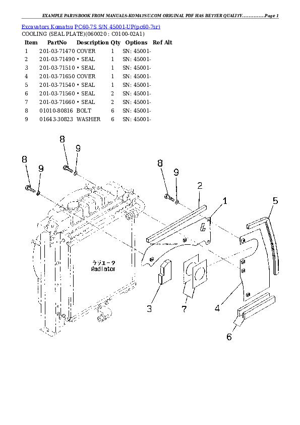 Protected: PC60-7S S/N 45001-UP Partsbook