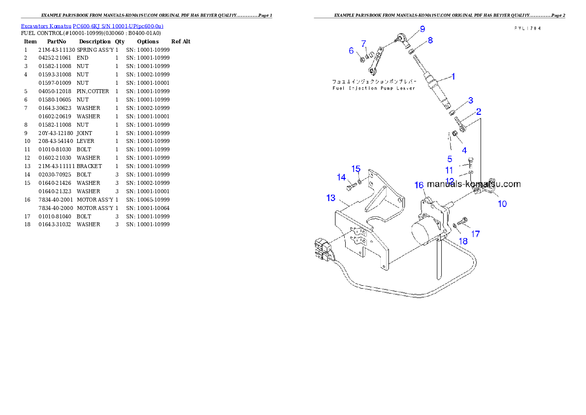 Protected: PC600-6KJ S/N 10001-UP Partsbook