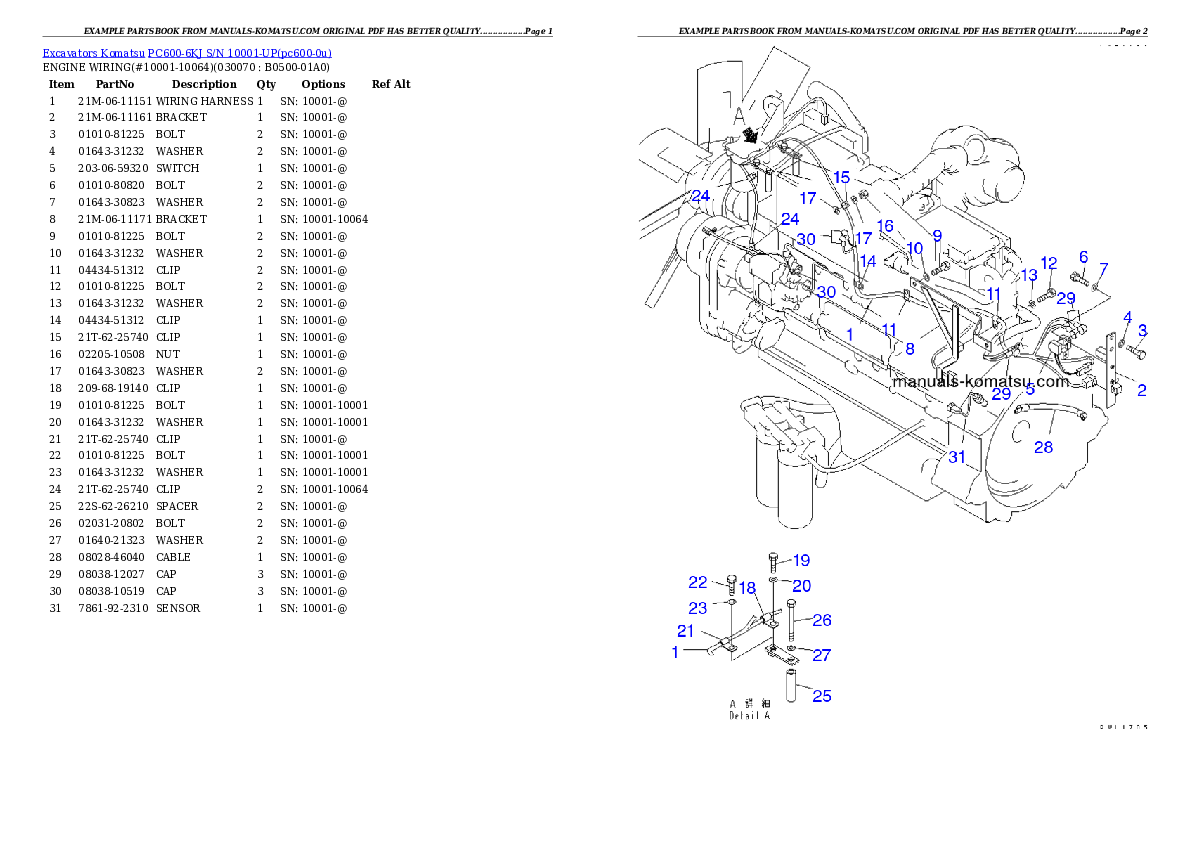 Protected: PC600-6KJ S/N 10001-UP Partsbook