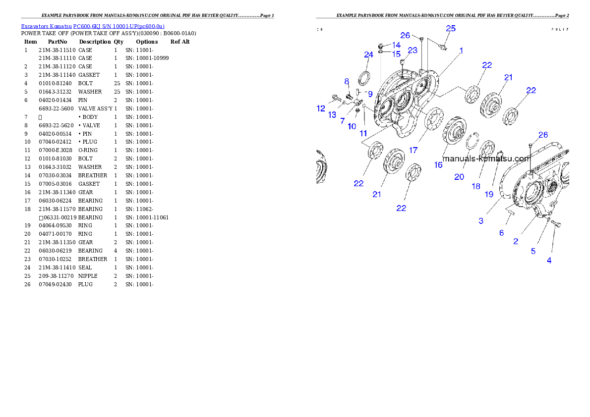 Protected: PC600-6KJ S/N 10001-UP Partsbook