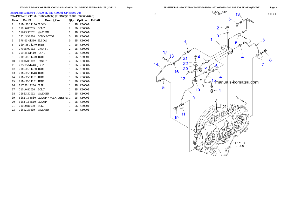 Protected: PC600-6K S/N K30001-UP Partsbook