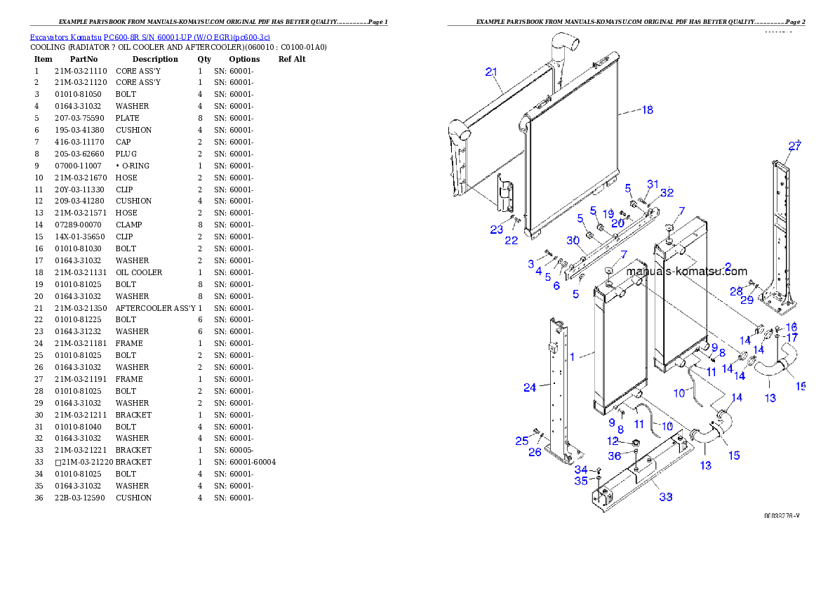 Protected: PC600-8R S/N 60001-UP (W/O EGR) Partsbook
