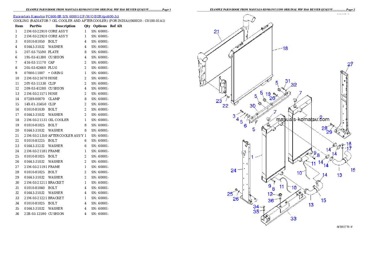 Protected: PC600-8R S/N 60001-UP (W/O EGR) Partsbook