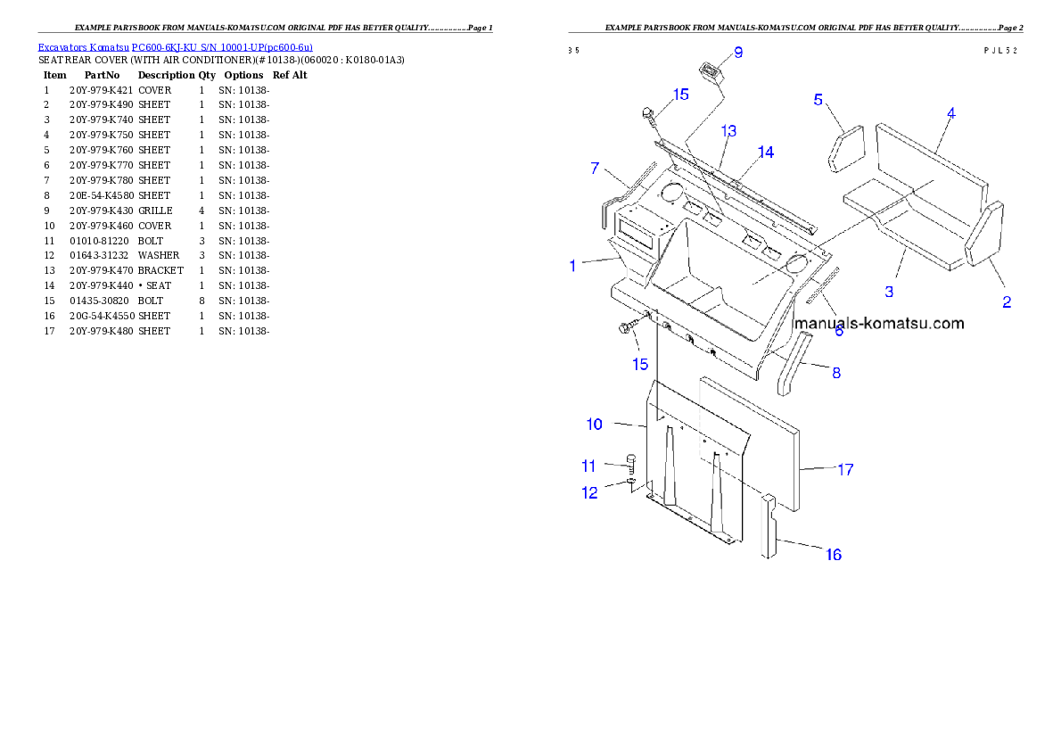 Protected: PC600-6KJ-KU S/N 10001-UP Partsbook