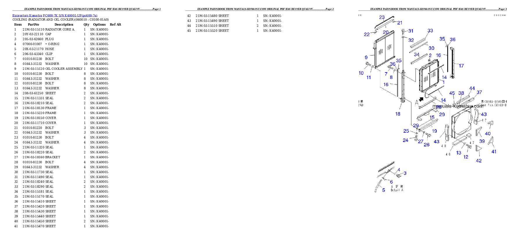 Protected: PC600-7K S/N K40001-UP Partsbook