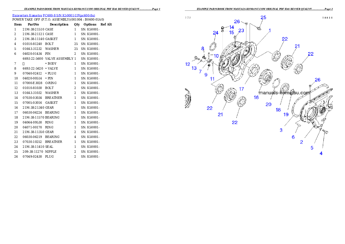 Protected: PC600-8 S/N K50001-UP Partsbook