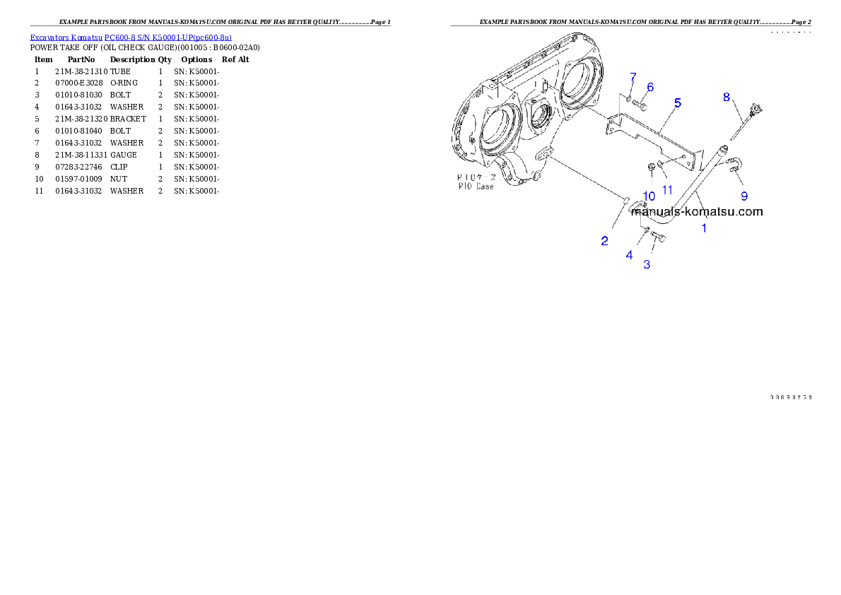 Protected: PC600-8 S/N K50001-UP Partsbook