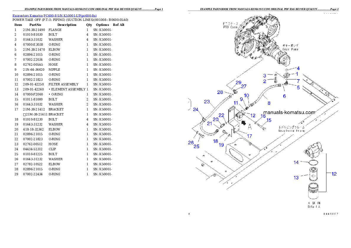 Protected: PC600-8 S/N K50001-UP Partsbook