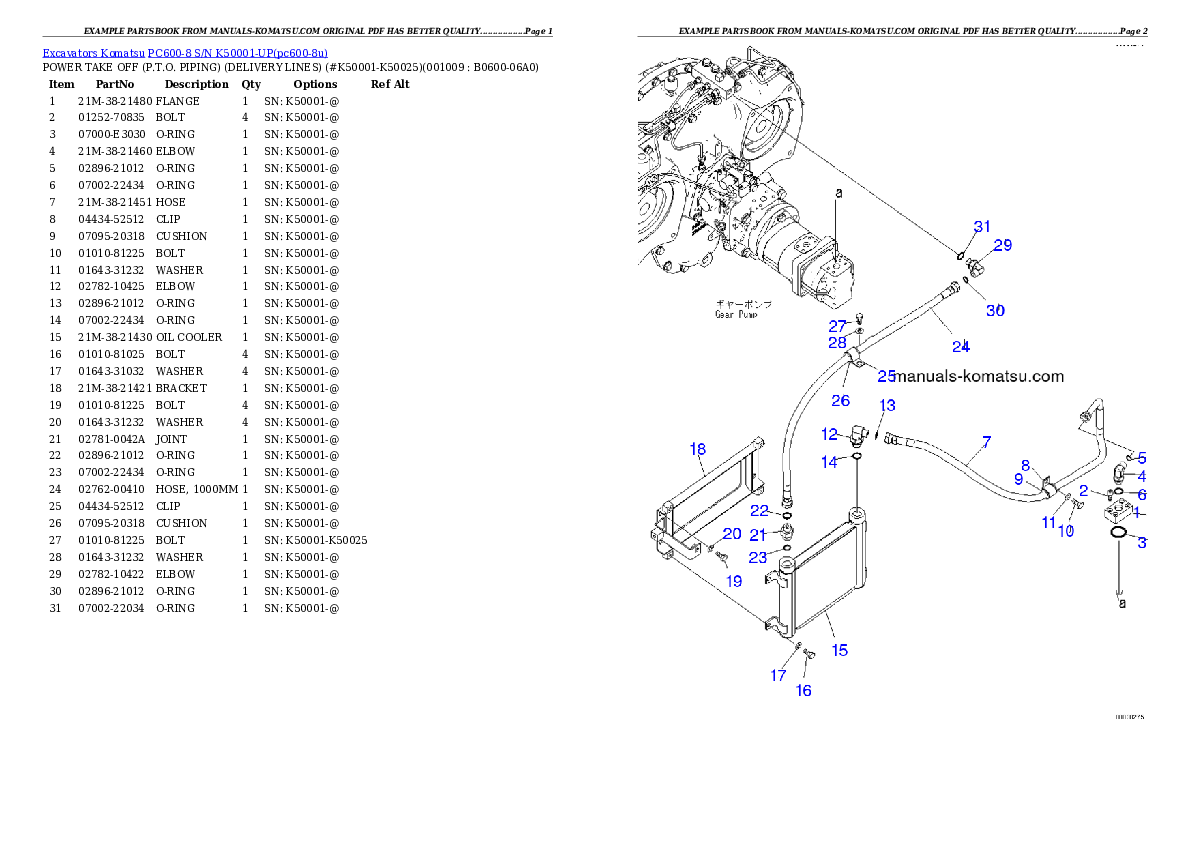 Protected: PC600-8 S/N K50001-UP Partsbook