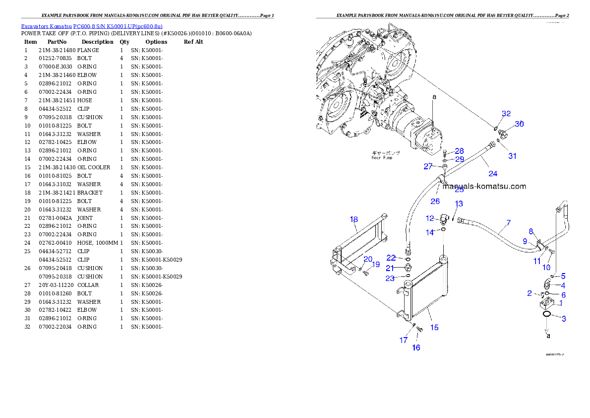 Protected: PC600-8 S/N K50001-UP Partsbook