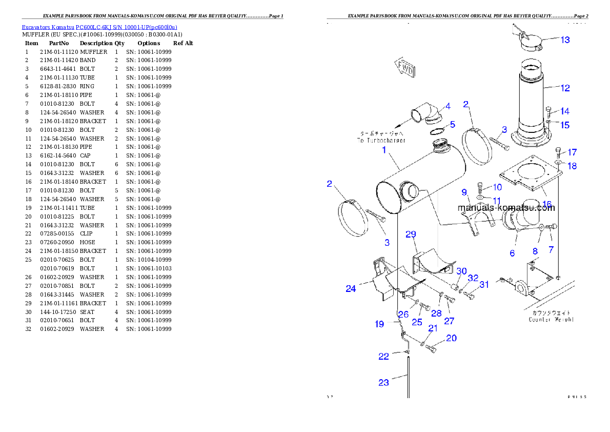 Protected: PC600LC-6KJ S/N 10001-UP Partsbook