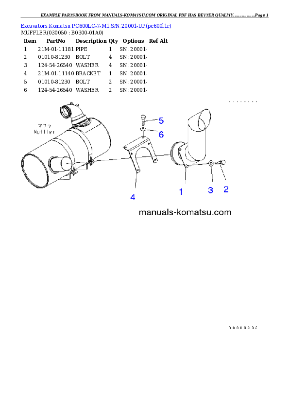 Protected: PC600LC-7-M1 S/N 20001-UP Partsbook