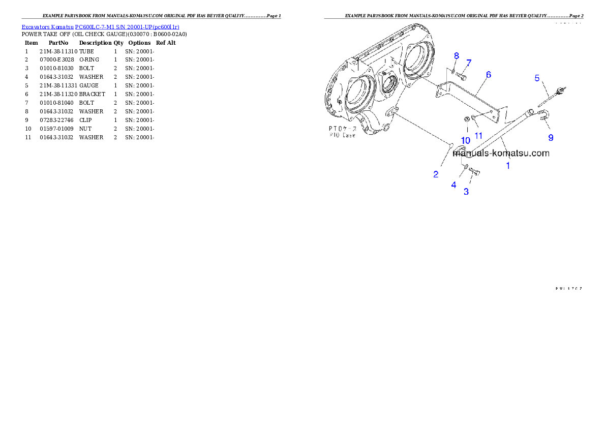 Protected: PC600LC-7-M1 S/N 20001-UP Partsbook